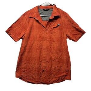 Outdoor Research Shirt Mens Large Orange Plaid Astroman S/S Sun Button Up Hiking